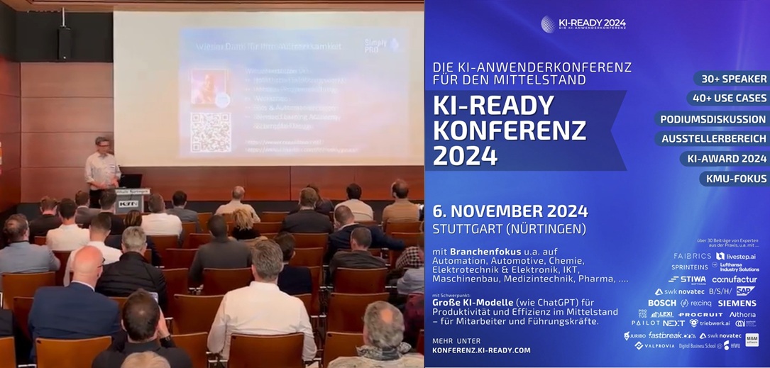 Vortrag "KI in KMU einführen: Strategien, Herausforderungen & Lösungen" auf der KI-Ready 2024